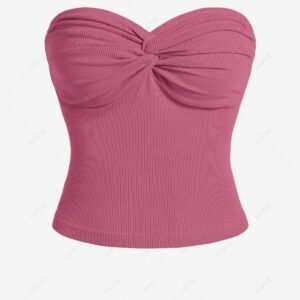 outfits ZAFUL Strapless Ribbed Jersey Twisted Bustier Tube Top - LIGHT PINK M