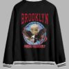 sale Men's Letter Eagle Graphic Pattern Contrast Striped Trim Single-breasted Baseball Jacket - BLACK S